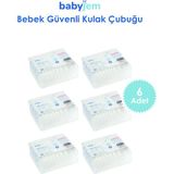 Babyjem Bebek Kulak & Burun Çubuğu 60 Adet/ 6'lı - Beyaz - 0 - 3 Yaş