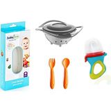 Babyjem Cam Rende + Dökülmeyen Tabak + Mama Kaşık Çatal Takımı + Silikon Uçlu Meyve Sebze Emziği