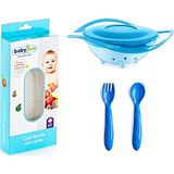 Babyjem Cam Rende + Dökülmeyen Tabak Mavi + Mama Kaşık Çatal Takımı Mavi