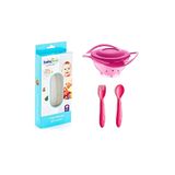 Babyjem Cam Rende + Dökülmeyen Tabak Pembe + Mama Kaşık Çatal Takımı Kırmızı