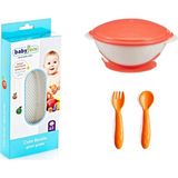 Babyjem Cam Rende + Vakumlu Mama Tabağı Turuncu + Mama Kaşık Çatal Takımı Sarı
