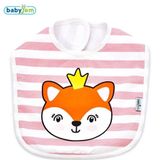 Babyjem Çizgili Pembe Baskılı Mama Önlüğü