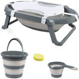 Babyjem Katlanır Bebek Banyo Küvet Seti Antrasit 5 Parça Plastik 0-12 Ay İçin Modern Tasarım