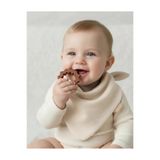 Babyjem Silikon Diş Kaşıyıcılı Müslin Mama Önlüğü Ekru