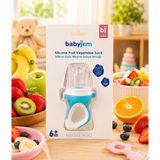 Babyjem Silikon Uçlu Meyve Sebze Emziği 6+ Ay – Bpa Içermez – Meyve ve Sebze Besleme Emziği - Beyaz - Mavi