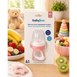Babyjem Silikon Uçlu Meyve Sebze Emziği 6+ Ay – Bpa Içermez – Meyve ve Sebze Besleme Emziği - Pembe - Beyaz