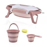 Babyjem Soft Bebek Katlanır Küvet Seti 5 Parça Somon (Havlu Fileli)
