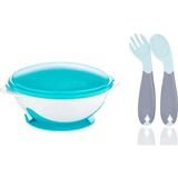 Babyjem Vakumlu Mama Tabağı ve Açılı Çatal Kaşık Seti