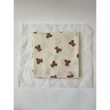 Babykar Pamuk Bear Müslin Örtü Ekru - Kahve Renkli 100 x 100 cm Yumuşak Dokulu Bebek Battaniyesi - 100*100