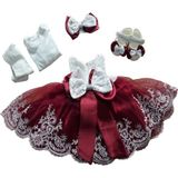 Babylia Bebeğime Cici Kız Bebek Lüks Mevlüt Ve Kına Elbisesi - 0 - 3 Ay - Bordo