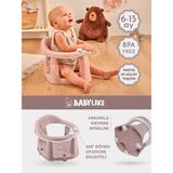 Babylike Bebek Banyo ve Mama Oturağı Vakumlu Kaymaz BPA Free Pembe Oyuncaklı 33,5x31,6x25cm