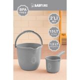 Babylike Çocuklar Için 2'li Banyo Seti- Kulplu Kova & Oluklu Maşrapa - Gri
