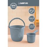 Babylike Çocuklar Için 2'li Banyo Seti- Kulplu Kova & Oluklu Maşrapa - Mavi