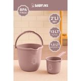 Babylike Çocuklar Için 2'li Banyo Seti- Kulplu Kova & Oluklu Maşrapa - Pembe