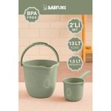 Babylike Çocuklar Için 2'li Banyo Seti- Kulplu Kova & Oluklu Maşrapa - Yeşil
