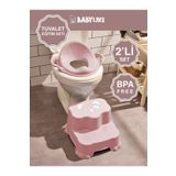 Babylike Çocuklar Için Tuvalet Eğitim Seti- Kaydırmaz Katlı Basamak Ve Kulplu Klozet Adaptörü&koltuğu