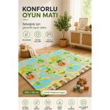 Babylike Katlanabilir Bebek Oyun Matı 200x130 cm – Kalın, Yumuşak, Darbe Emici, Su Geçirmez Çocuk Oyun Halısı-Yeşil Yol