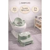 Babylike Tuvalete İlk Adım Seti-Bebek&Çocuk için Tuvalet Eğitimi-Kaydırmaz Basamak ve Kulplu Klozet Adaptörü Askı Hediyeli