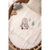 BABYLİM Penguen Baskılı %100 Pamuklu 4Katlı Müslin Bebek Battaniyesi 90x110 cm