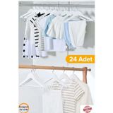 Babylondy 24'Lü Ahşap Görünümlü Çocuk Elbise Askı Bebek Askısı Kıyafet Ve Elbise Askısı 24 Adet