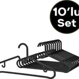 Babylondy Elbise Askısı Fular Askısı Gömlek Tişört Askısı Kırılmaz 10 Adetli Set Siyah