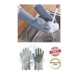 BabyLondy Tırtıklı Sihirli Silikon Bulaşık Eldiveni, Mutfak Banyo Temizleme Fırçası, Gri