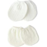 Babylone Petit Krem Pamuk Müslin Unisex Bebek 2'li Eldiven Seti - Kırık Beyaz - 0 - 3 Ay