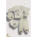 Babymet %100 Organik Pamuk 5 Parça Yenidoğan Hastane Çıkış Seti – Koala Nakışlı Doğal - Bej - 0 - 6 Ay