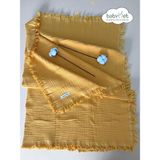 Babymet %100 Pamuk 4 Katlı Müslin Bebek Battaniyesi 90x130 cm – Yumuşak&Doğal, Saçaklı Örtü - Sarı