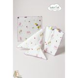Babymet %100 Pamuk Müslin Bebek Ağız Mendili 6’lı 25x25 cm Ceylan Desenli – Yumuşak&Nefes Alabilir - Beyaz - Pembe - 25 x 25 cm
