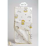 Babymet %100 Pamuk Müslin Bebek Battaniyesi 80x90 cm – Ayıcık Desenli, Yumuşak&Doğal - Beyaz - Sarı