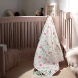 Babymet %100 Pamuk Müslin Pike Bebek Battaniyesi 100x100 cm – Çift Taraflı Balonlu Tavşan Desenli, Doğal&Yumuşak