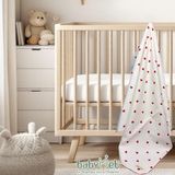 Babymet %100 Pamuk Müslin Pike Bebek Battaniyesi 100x100 cm – Çift Taraflı Kalp Desenli, Doğal&Yumuşak