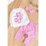Babymod Ayıcık Figürlü Bandanalı 3'lü Kız Bebek Takım - Pembe - 1,5 - 2 Yaş
