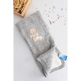 Babymod Ayıcık Figürlü Triko Bebek Battaniyesi Kış Mevsimi İçin 85x90 cm Gri Renk