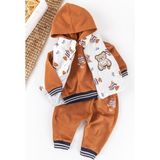 Babymod Ayıcık Figürlü Yelekli Üç Parça Kışlık Erkek Bebek Takım - 6 Ay - Kahverengi