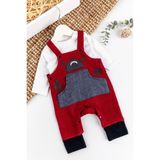 Babymod Ayıcık Işlemeli Erkek Bebek Tulum Salopet Takım - Kırmızı - 3 - 6 Ay