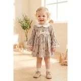 Babymod Bebe Yaka Dantelli 100% Pamuk Şık Kız Bebek Elbise - 12 - 18 Ay - Bej
