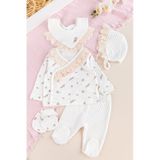 Babymod Çiçek Desenli Fistolu 5 Li Kız Bebek Hastane Çıkışı Bebek Takımı Çok Renkli