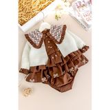 Babymod Çicek Nakışlı Romper Kız Bebek Elbise - 6 - 9 Ay - Kahverengi