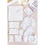Babymod Çiçekli 100% Pamuk Muslin 10'lu Kız Bebek Hastane Çıkışı Yeni Doğan Set - Lila - 0 - 3 Ay