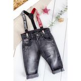 Babymod Denim Kumaş Askılı Erkek Bebek Kot Pantolon - Siyah - 9 - 12 Ay