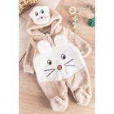 Babymod Figürlü Welsoft Peluş Kız/erkek Bebek Tulum - 0 - 3 Ay - Bej