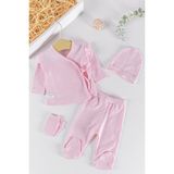Babymod Fırfırlı 4 Parça Kız Bebek Hastane Çıkışı Bebek Takımı - 0 - 3 Ay - Pembe