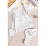 Babymod Fistolu 5'li 100% Pamuk Kız Bebek Hastane Çıkışı Bebek Takımı Ekru - 0 - 3 Ay