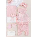 Babymod Güpürlü 8'li Kız Bebek Hastane Çıkışı Bebek Takımı - 0 - 3 Ay - Somon