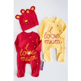 Babymod I Love Dad Taraftar Sarı Kırmızı Ikili Bebek Tulum Takım