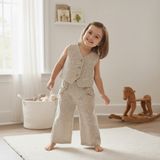 Babymod Kabartma Desenli Şık Yelekli 2'li Kız Çocuk Takım Set - 5 Yaş - Bej