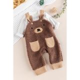 Babymod Kahverengi Velsoft Kışlık Erkek Bebek Tulum Salom Düğmeli Tasarım - 6 - 9 Ay