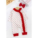 Babymod Kalpli Fırfırlı Bandanalı Kız Bebek Tulum Takım - 6 - 9 Ay - Kırmızı